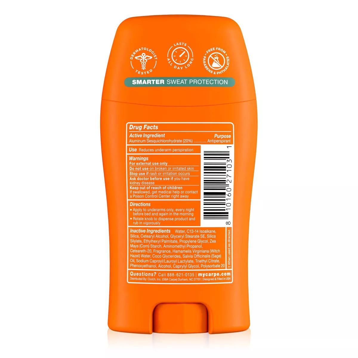 Carpe Men'S 100HR Clinically Tested Sweat & Odor Control Underarm Antiperspirant Deodorant - 1.76Oz